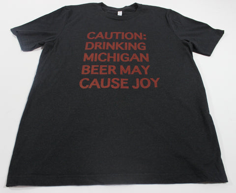 CAUTION TEE HEATHER BLACK