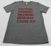 CAUTION TEE  DEEP HEATHER GREY